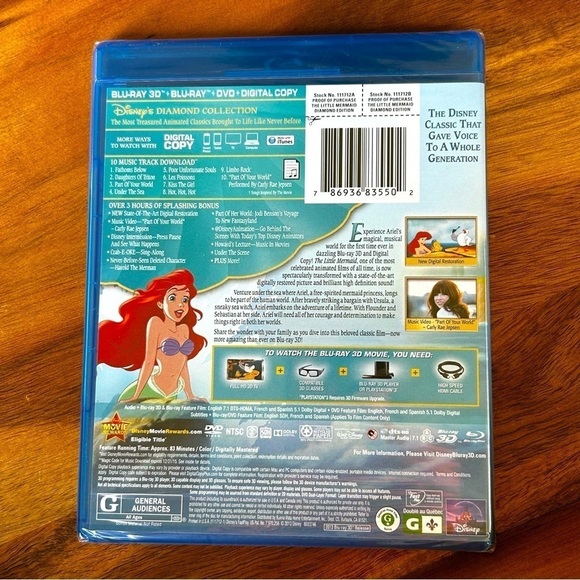 DISNEY THE LITTLE MERMAID BLU-RAY DIAMOND EDITION - NEW/SEALED - Picture 2 of 3